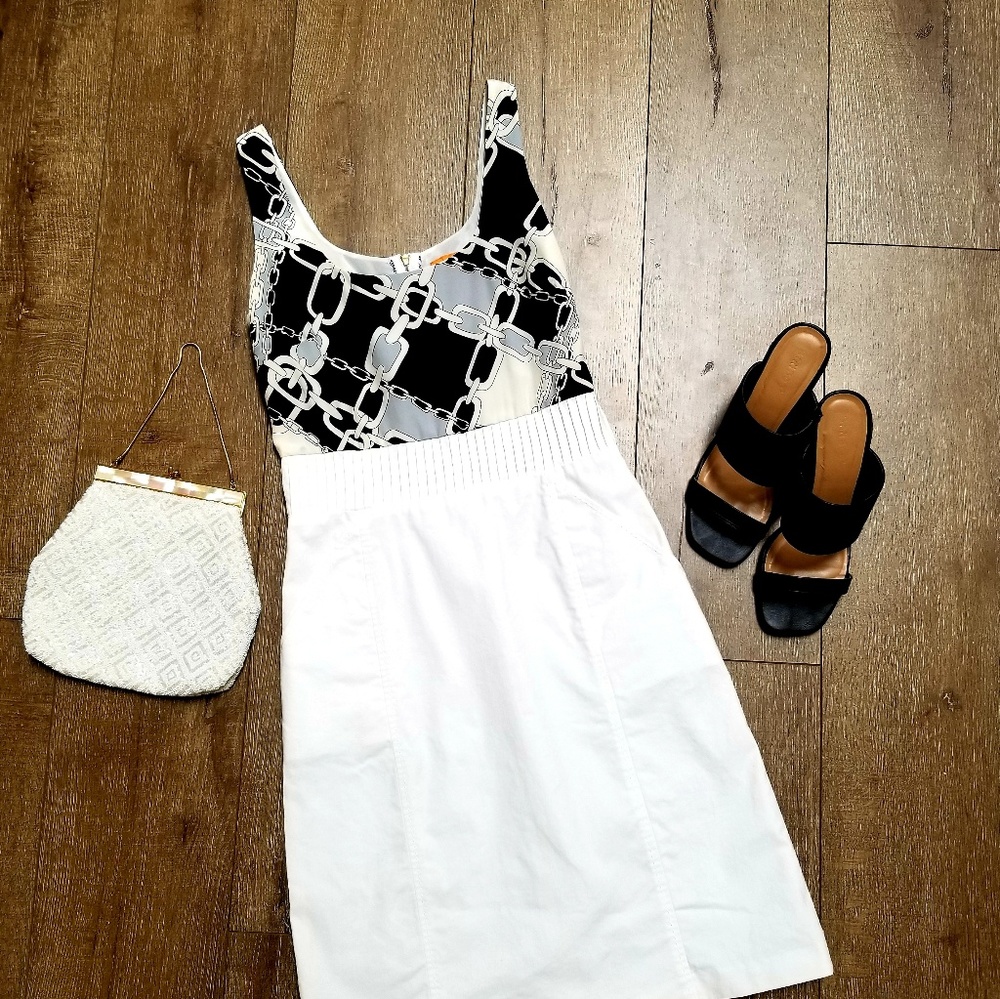 Tory Burch New Stretch Cotton Pique Silk Dress